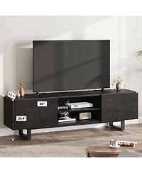 gaomon Modern Tv Stand for 65/75/80Inch Tv,70" Entertainment Center with 2 Drawers, Open Shelves, Heavy Duty Wooden Media Console with Metal Legs