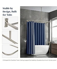 Utopia Alley D-Shaped Shower Rod with Ceiling Support, 28-68" Non-Adjustable and Stable