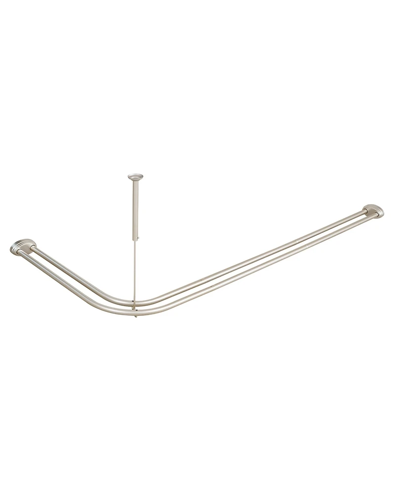 Utopia Alley Aluminum Double L Shaped Shower Rod 72" L, with Hooks and Ceiling Support