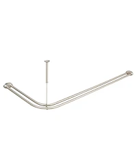 Utopia Alley Aluminum Double L Shaped Shower Rod 72" L, with Hooks and Ceiling Support