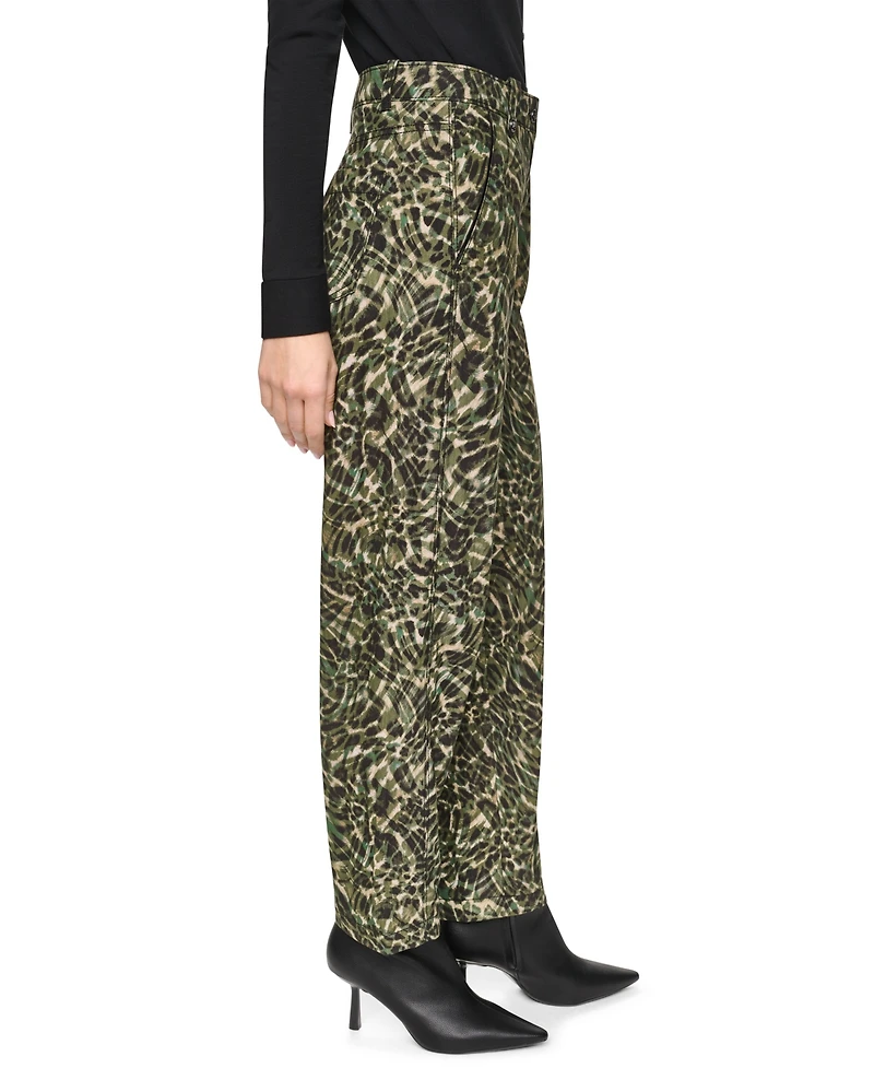 Dkny Women's Printed Sanded Twill Barrel-Leg Pants