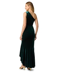 Adrianna Papell Women's One-Shoulder Stretch Velvet Gown