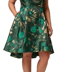 Adrianna Papell Plus Printed V-Neck Sleeveless High-Low Dress