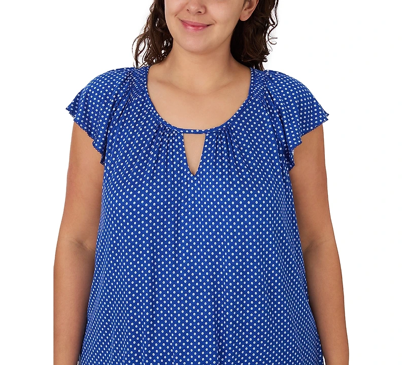 Ellen Tracy Plus Scoop Neck Top and Cropped Pajama Pants, 2-Piece Set