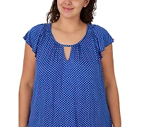 Ellen Tracy Plus Scoop Neck Top and Cropped Pajama Pants, 2-Piece Set