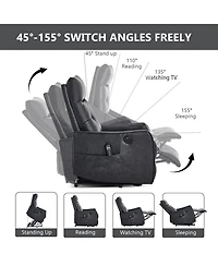 Clihome Power Lift Recliner Chair with Massage and Heat, 155degree(s) Reclining Chair with Usb Port, Pu Leather
