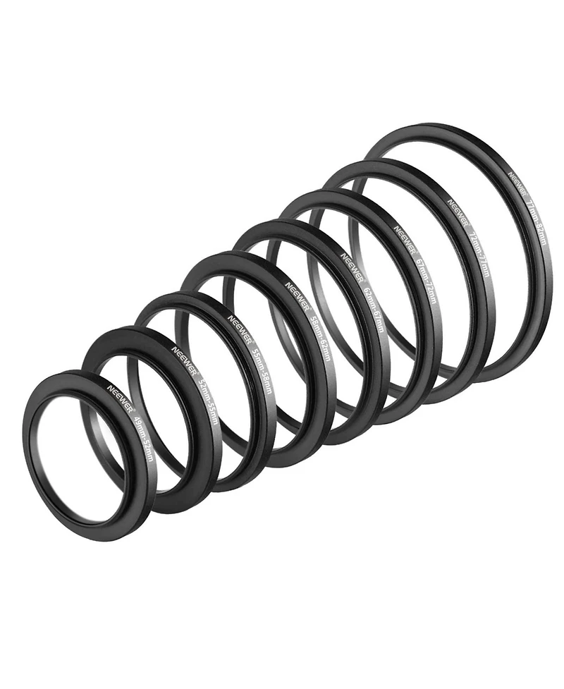 Neewer Aircraft-Grade Aluminum 8-Piece Step-Up Adapter Ring Set