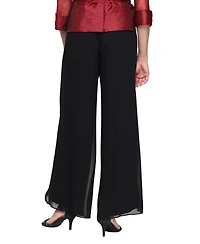 Alex Evenings Petite Chiffon Wide-Leg Pull-On Pants