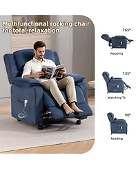 Dyhome Power Recliner Chair with Chenille Upholstery and Lumbar Pillow