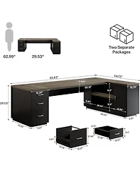 Tribesigns 85.8" L-Shaped Executive Office Desk with File Drawers and Cabinet,Large Modern Commercial Business Desk