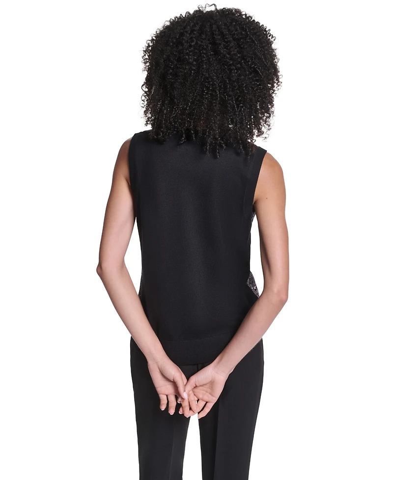 Karl Lagerfeld Paris Women's Sleeveless Crewneck Sweater