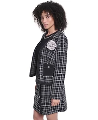 Karl Lagerfeld Paris Women's Cropped Open-Front Jacket