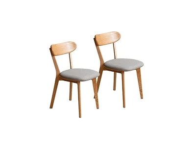 sumyeg Solid Oak Dining Chairs Set of 2, Ergonomic Wooden Chairs with Curved Backrest