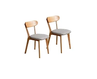 sumyeg Solid Oak Dining Chairs Set of 2, Ergonomic Wooden Chairs with Curved Backrest