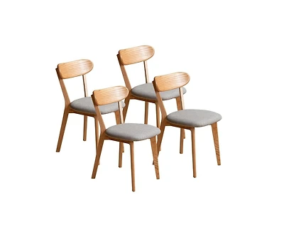 sumyeg Solid Oak Dining Chairs Set of 4, Ergonomic Wooden Chairs with Curved Backrest