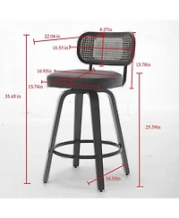 sumyeg Set of Mid-Century Modern Swivel Bar Stool with Cane Back