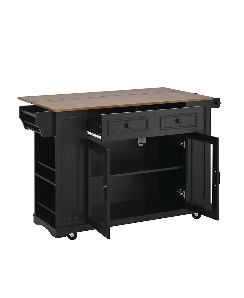 Streamdale Furniture 54" Mobile Kitchen Island with Storage, Power Outlet