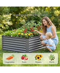 Pocassy 6x3x2feet Outdoor Metal Raised Garden Bed, Large Outdoor Planters Garden for Vegetables Flowers Herbs