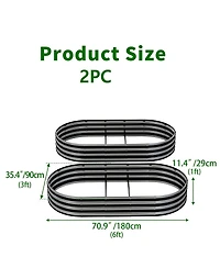 Streamdale Furniture 6x3x1ft Galvanized Raised Garden Bed - Heavy Duty Metal Planter Box