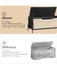 GarveeLife Rattan Storage Bench with Cushion, Slim Shoe Organizer & Patio Deck Box, Sturdy Storage Furniture for Entryway, Bedroom, or Living Room.