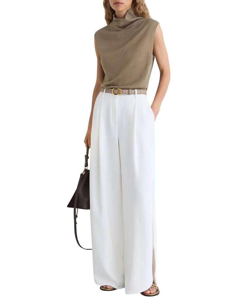 Reiss Women's Honey Wool Funnel-Neck Sleeveless Knit Top