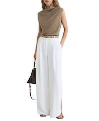 Reiss Women's Honey Wool Funnel-Neck Sleeveless Knit Top