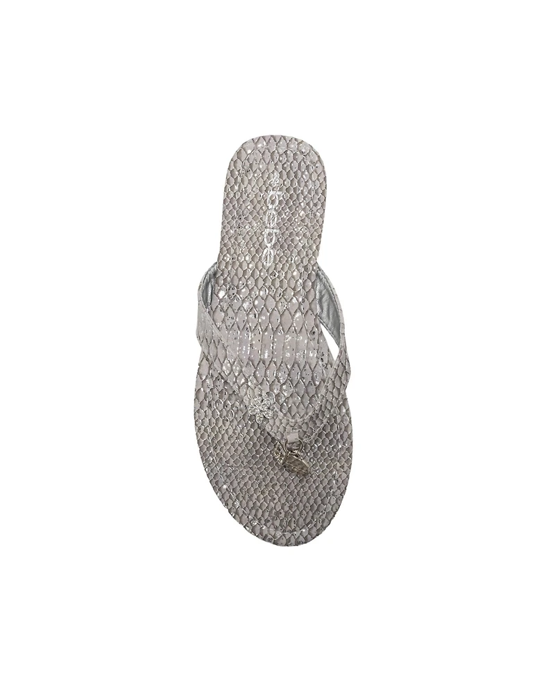 bebe Women s Metallic Thong Sandals with Charm Detail - Flat Slip-On Summer