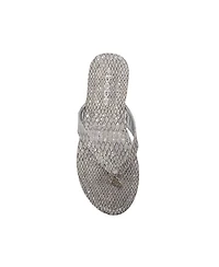 bebe Women s Metallic Thong Sandals with Charm Detail - Flat Slip-On Summer