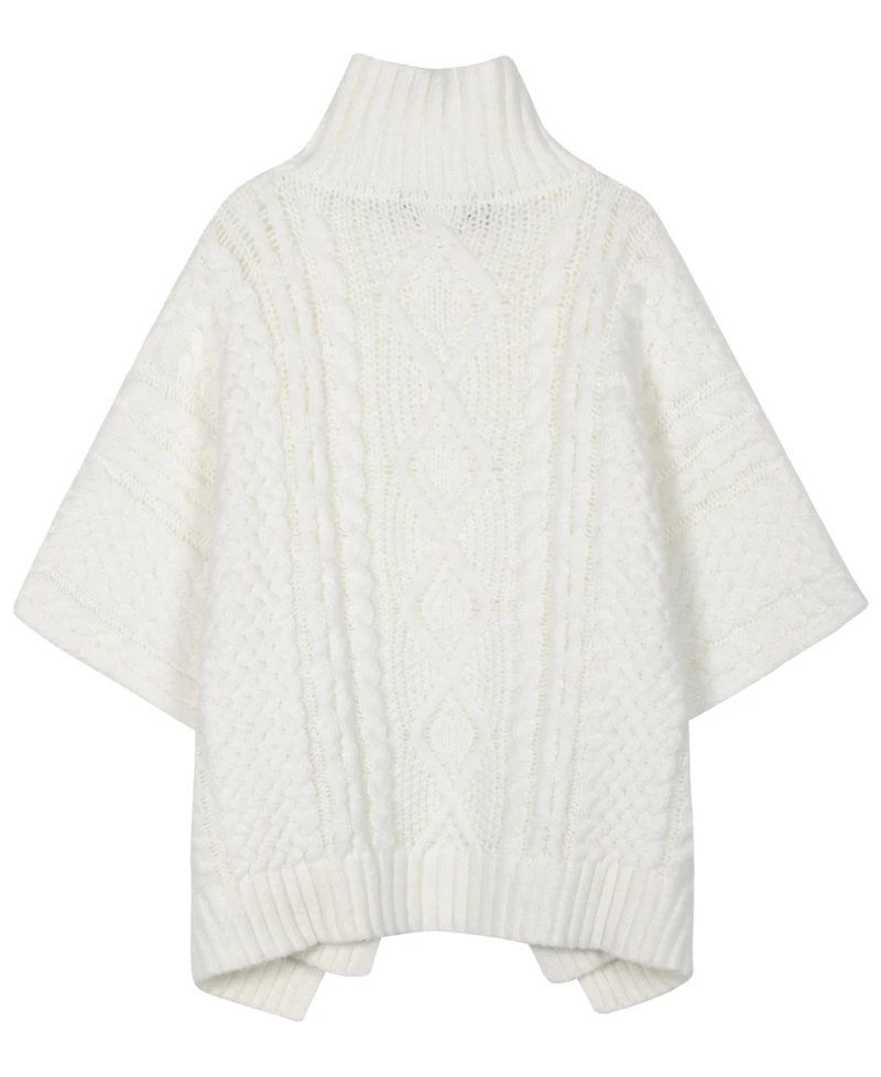 Lauren Ralph Cable-Knit Button Accent Poncho