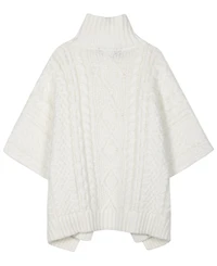 Lauren Ralph Cable-Knit Button Accent Poncho