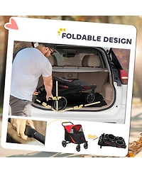 PawHut One-Click Foldable Dog Stroller for M L Dogs, Pet Stroller,