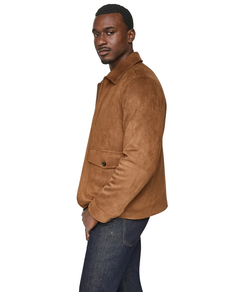 Dkny Men's Suede Zip-Front Hipster Jacket