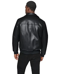 Dkny Men's Faux Leather Bomber Jacket