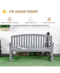Outsunny 56" Outdoor Wood Bench, 2-Seater Wooden Garden Bench with Slatted Seat, Backrest & Arm Rests for Patio, Porch, Poolside, Balcony