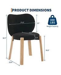 homfan Modern Accent Chairs Set of 4, Love-Shaped Backrest, Ergonomic Cushion, Wooden Legs, for Dining Room, Bedroom, Kitchen, Vanity