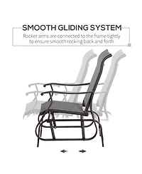 Outsunny Outdoor Swing Glider Chair, Patio Mesh Rocking Chair with Steel Frame for Backyard, Garden and Porch, Grey