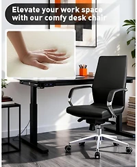 logicfox Leather Executive Office Chair with Silicone Leather, Reclining Tilt Lock