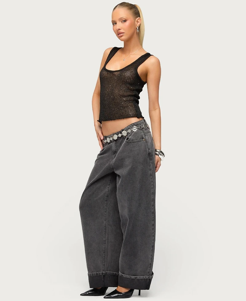 Edikted Women's Eleora Sequin Knit Tank Top