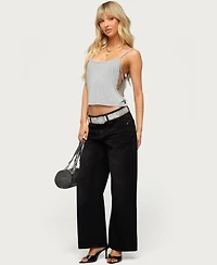 Edikted Women's Raelynn Washed Low Rise Jeans