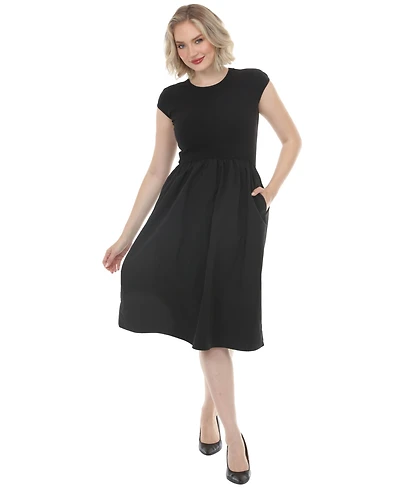 White Mark Women's Crew Neck Midi Dress
