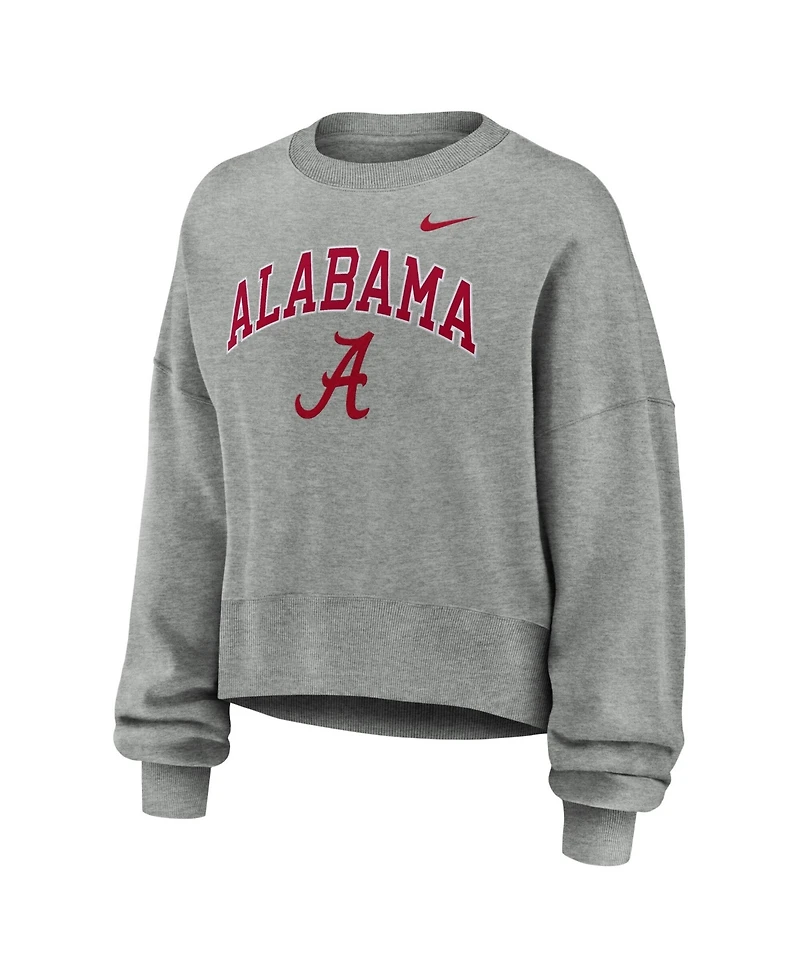 Nike Women's Heather Gray Alabama Crimson Tide Oversized Phoenix Arch Pullover Sweatshirt