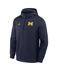 Jordan Men's Navy Michigan Wolverines Coaches Premium Dri-fit Quarter-Zip Hoodie