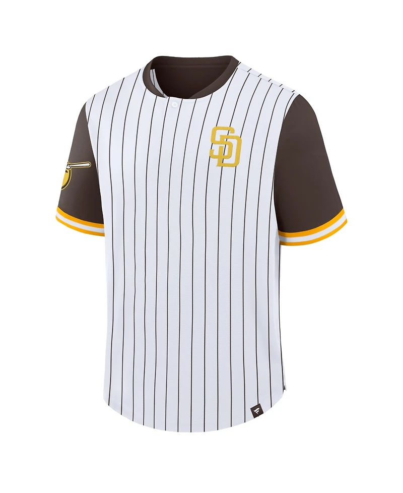 Fanatics Men's White/Brown San Diego Padres Pinstripe Walk Off T-Shirt