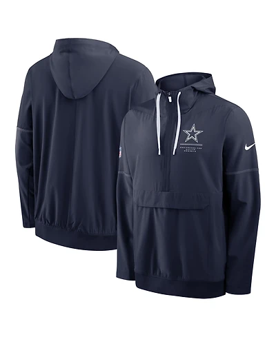 Nike Men's Navy Dallas Cowboys Sideline Anorak Half-Zip Hoodie