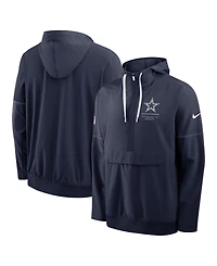 Nike Men's Navy Dallas Cowboys Sideline Anorak Half-Zip Hoodie
