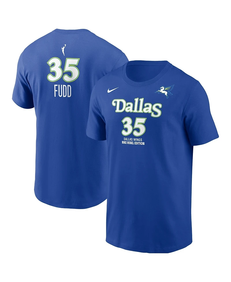 Nike Men's Azzi Fudd Blue Dallas Wings Name & Number Rebel Edition T-Shirt