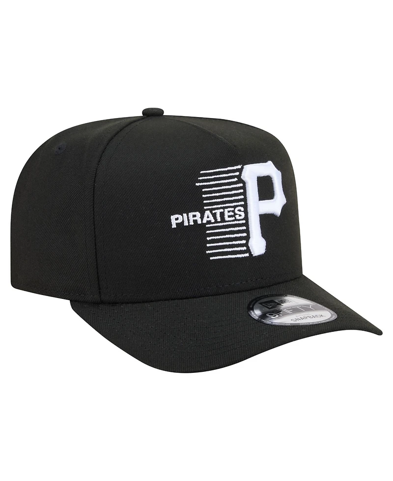 New Era Men's Black Pittsburgh Pirates Motion A-Frame 9FIFTY Snapback Hat