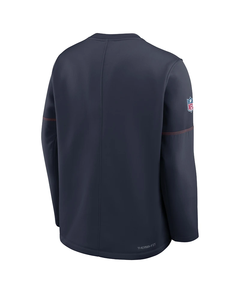 Nike Men's Navy Chicago Bears Sideline Coaches Midweight Therma-fit Sweatshirt