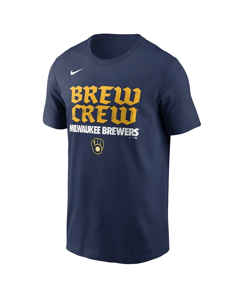 Nike Men's Navy Milwaukee Brewers City Connect Handwriting Club T-Shirt