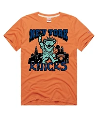 Homage Men's and Women's Orange New York Knicks x The Grateful Dead Bear Tri-Blend T-Shirt